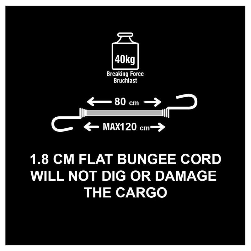 Master Lock 3229EURDAT Flat Bungee with Reverse Hooks, Reflective, 80
