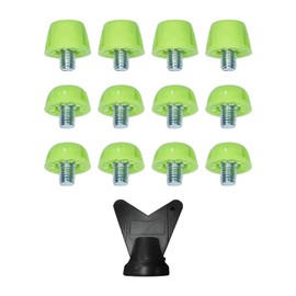 perfk Pack of 12 football boots studs, replacement spikes, stable, non-slip M5 threaded screw, football boot studs for men's football boots, competitions, Green 7 x 10 mm