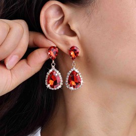 Wedding Earrings Gold Black Diamond Earrings Green Emerald Earrings Blue Crystal Teardrop Dangle Earrings Cz Stud Pear Drop Earrings Red Rhinestone Earrings Statement Earrings Jewelry for Women