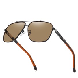 Haigfore Polarized Sunglasses Classic Fashion Oversized Frame for Men Driving UV Protection (Gunmetal Frame/Brown Lens)