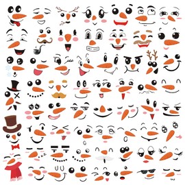 Cute Snowman Face Stickers, 60 Pcs Snowman Face Decals for Snowman Crafts, Christmas Balls, Xmas Wine Glasses, Mason Jar