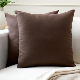 Encasa XO Cotton Cushion Covers, Set of 2, 16 x 16 in (40 x 40 cm) - Dark Taupe, No Insert, Simple Cushion Covers, Machine Washable, Indoor Use Only