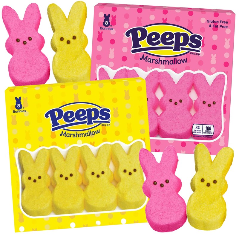 Marshmallow Peeps Pink and Yellow Easter Bunnies 8 ct (Pack