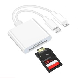 2 in 1 SD Card Reader, 1 Portable Type-C Card Reader, Multi-function Dual Line Card Reader for Home Office Digital Camera