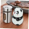 Mikinona 2pcs Ceramic Panda Seasoning Jar Salt Pepper Portable Kitchen