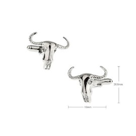 MRCUFF Bull Longhorn Steer Skull Pair Cufflinks in a Presentation Gift Box & Polishing Cloth