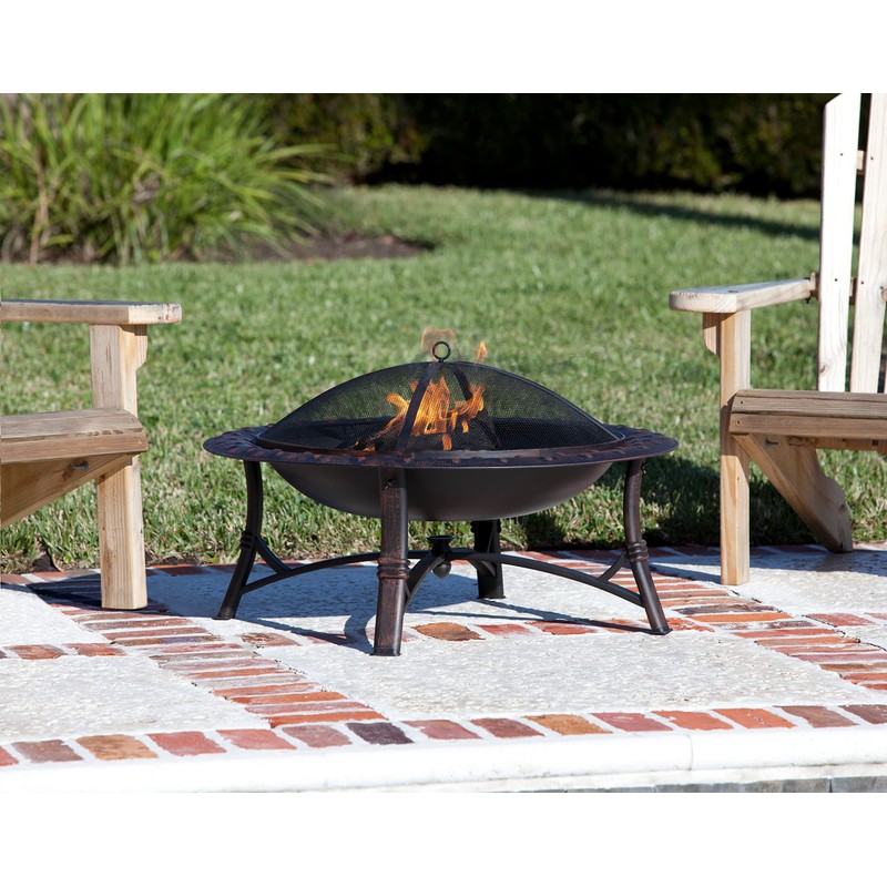 Fire Sense 60857 Fire Pit Roman Brushed Painted Steel Legs