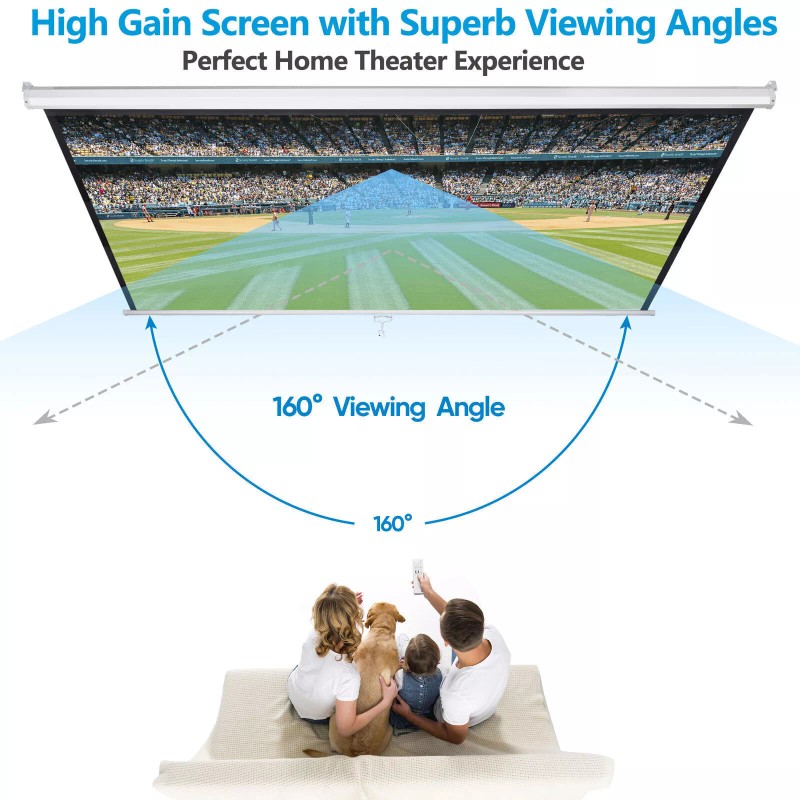 Segawe 80 Inch Projector Screen 16:9 4K HD Manual Pull