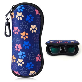 Playexen Soft Glasses Case for Sunglasses Storage Bag Men & Women or Children Ultralight Neoprene Zip Belt Clip Glasses Case Portable Case for Keys Pencils Cards, Claw-blue