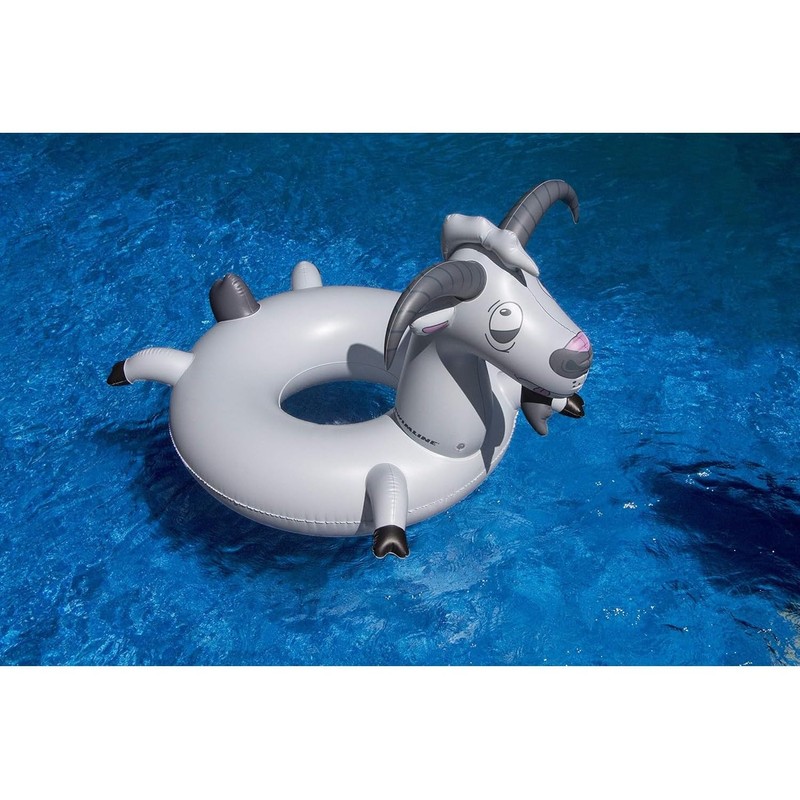 Swimline Inflatable Goat Swim Ring, Grey,56"/46"/16"-44"