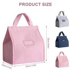 Zimoer Lunch Box Tote Bag, Portable Insulated Lunch Bag, Thermal Lunch Box Container, Small Insulated Bag, Cool Bags for Women Men, Thermal Cooler Bag Lunch Box Bag for Work School Picnic (Pink)