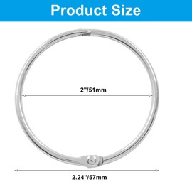 Coufce 10 Pack 2 Inch Loose Leaf Binder Ring Silver Metal Nickel Plated Steel Keychain Key Rings Flashcard Rings Index Card Rings Paper Rings Book Rings Bulk for School Office Home