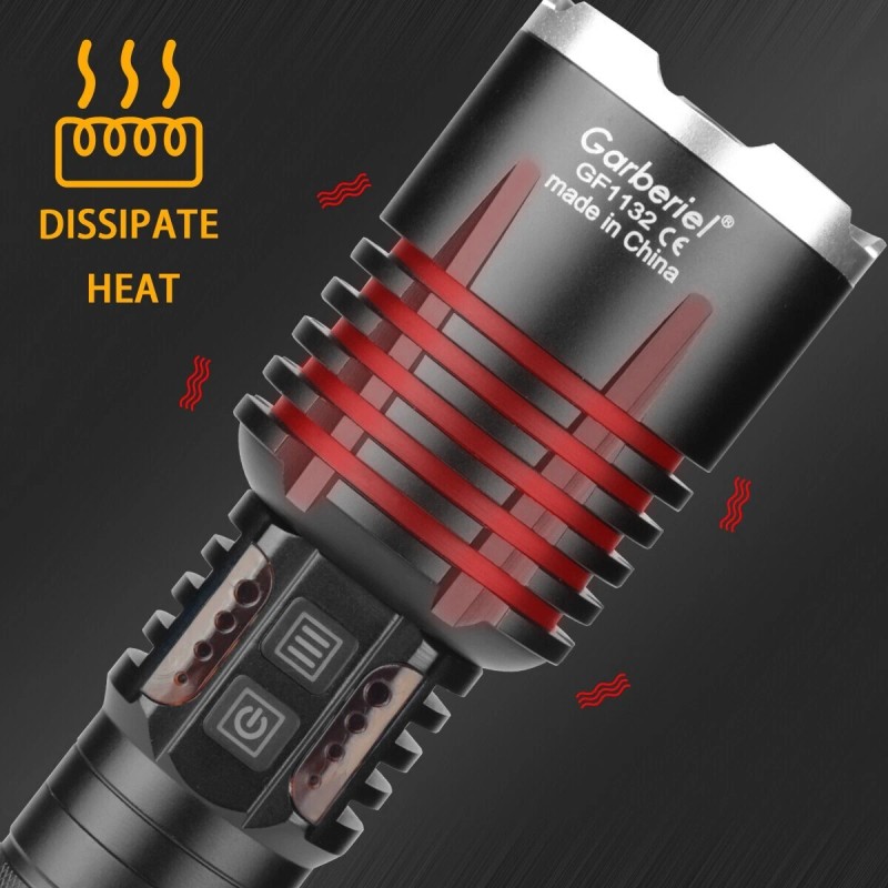 Garberiel 9000000 Lm XHP120 LED Flashlight Super Bright Rechargeable Powerful