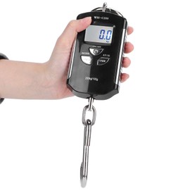 Báscula Colgante Electrónica Portátil, Pantalla LCD Digital Retroiluminada Kg/Lb/JIN 200KG con Gancho, para Pesar Equipaje, Entrega Urgente, Pesca, Caza, Arroz, Cerdos, Ovejas(Marco de plata)