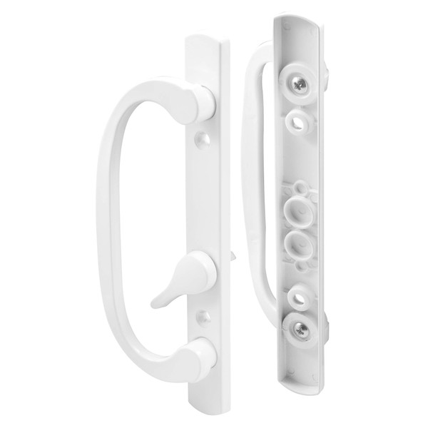 Prime-Line C 1280 Mortise Style Sliding Patio Door Handle Set - Replace Old or Damaged Door Handles Quickly and Easily – White Diecast, Non-Keyed, Fits 3-15/16 In. Hole Spacing (1 Set)