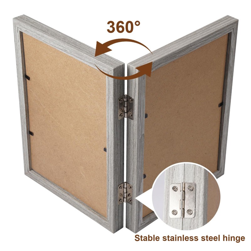 TESSTSY Double Picture Frame, Foldable 2 Photos, 13 x 18