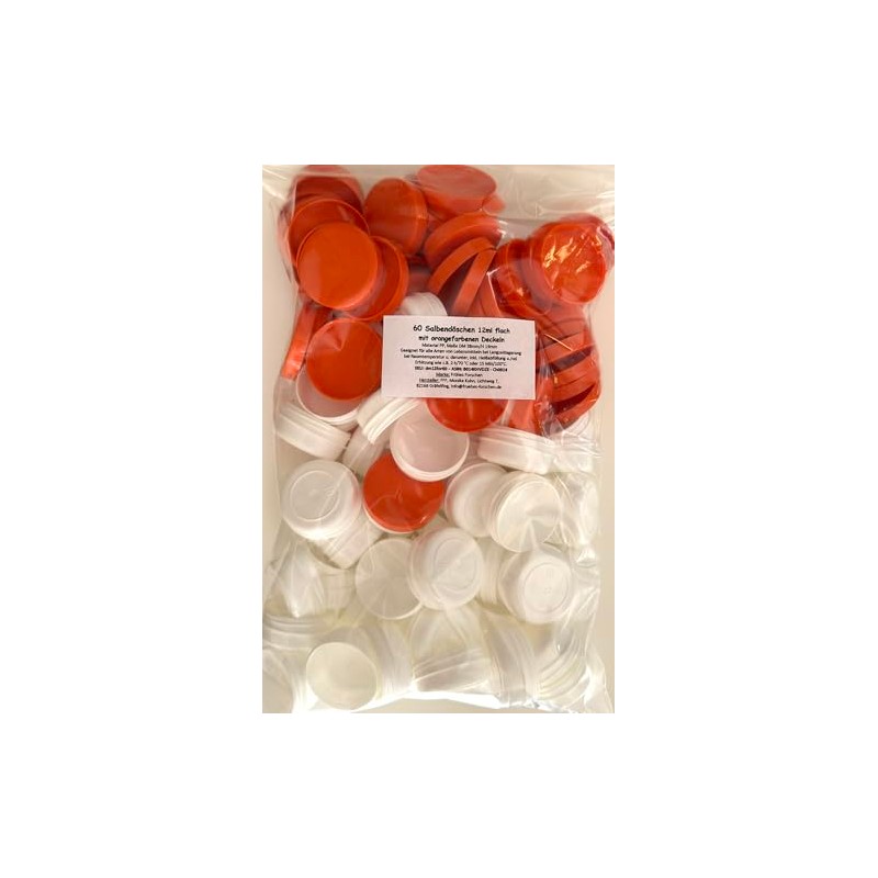 60 ointment containers, cream containers, flat ointment jar, 12 ml