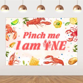 SHADOAMP Crawfish Birthday Party Decorations, Crawfish Boil Pinch Me Im One Backdrop Banner 3×5 ft Seafood Boil Background Photography for Crawfish 1st One Year Old Birthday Party Supplies