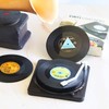 Funny Retro Record Coasters for Drinks with Vinyl Player Holder
