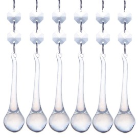 H&D 10pcs 5.3" Crystal Raindrop with Octagon Beads Chandelier Prisms Pendants Lamp Curtain DIY Suncatcher Parts (Clear)