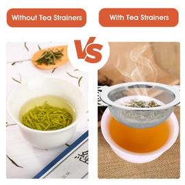 4Packs Small Fine Mesh Tea Strainers with Bowl, Stainless Steel Loose Tea Infusers Strainers 7 cm Diameter Tea Filter with Double Wing Extender Ideal for Loose Tea Juice Coffee Filter