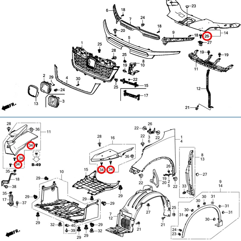 OAUTOO 30pcs Engine Cover Retainer Clip Compatible with Honda &