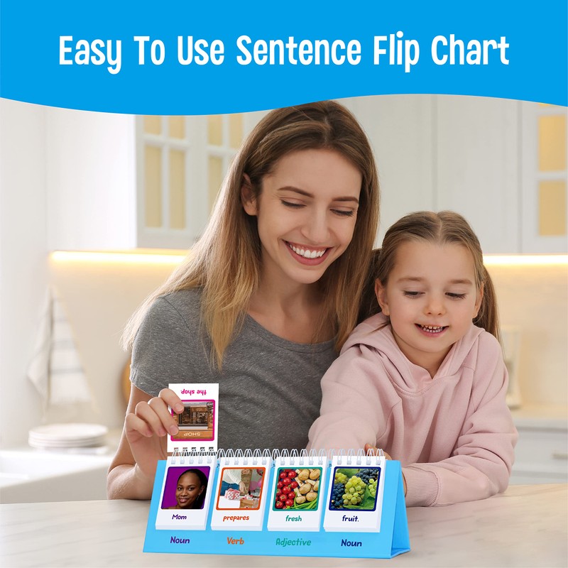 Sentence Flip Charts, 80 Double Sided Cards in Noun/Verb/Adjective/Preposition 40