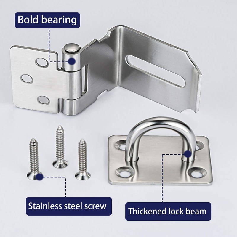 Zythrem 2 Pcs Right Angle Padlock Hasp, 304 Stainless Steel