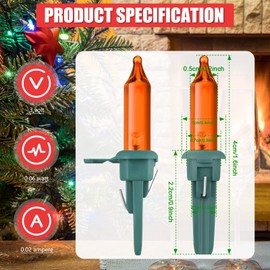 Riakrum 50 Pcs Christmas Replacement Mini Light Bulb 3 Volt 0.06 Watt Christmas Tree LED Light Bulbs Multiple Colors Xmas Lights with Green Base for Party Holiday Indoor Outdoor Supplies