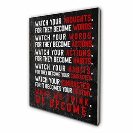 akeke Watch Your Thoughts Motivational Classroom Vintage Poster Modern Inspirational Motto Spiritual Wall Decor 8x10 inch Wood Print Poster Ready to Hang for Office Living Room Home Decorations