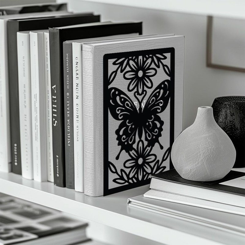 Peacoblue Metal Butterfly Bookends for Shelves Shelf Desk Office Room