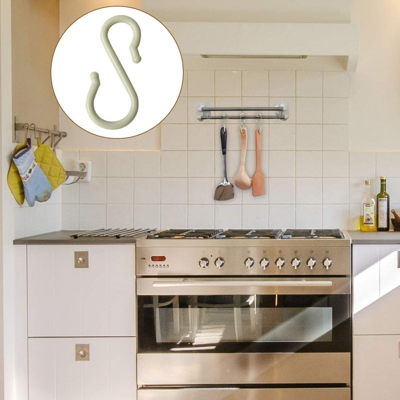 uxcell 16 Pack S Shaped Hooks Plastic Hanger for Kitchen