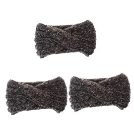 Ipetboom 3pcs Knitted Mohair Headwrap for Women Warm Ear Protector Dark Grey Elastic Cross Headband for Fall Fashion Comfortable Knitted Hair Accessory