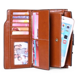SENDEFN Women Leather Wallets RFID Blocking Clutch Card Holder Ladies Purse with Zipper Pocket