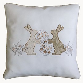 texpot Cushion Cover 40 x 40 cm Zip Cushion Cover Decorative Cushion Sofa Cushion Easter Christmas Spring Sunflower (Embroidery Easter Bunny)