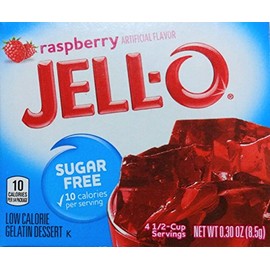 Jell-O Sugar-Free Gelatin Dessert, Raspberry, 0.30 Ounce Box (Pack of 3)