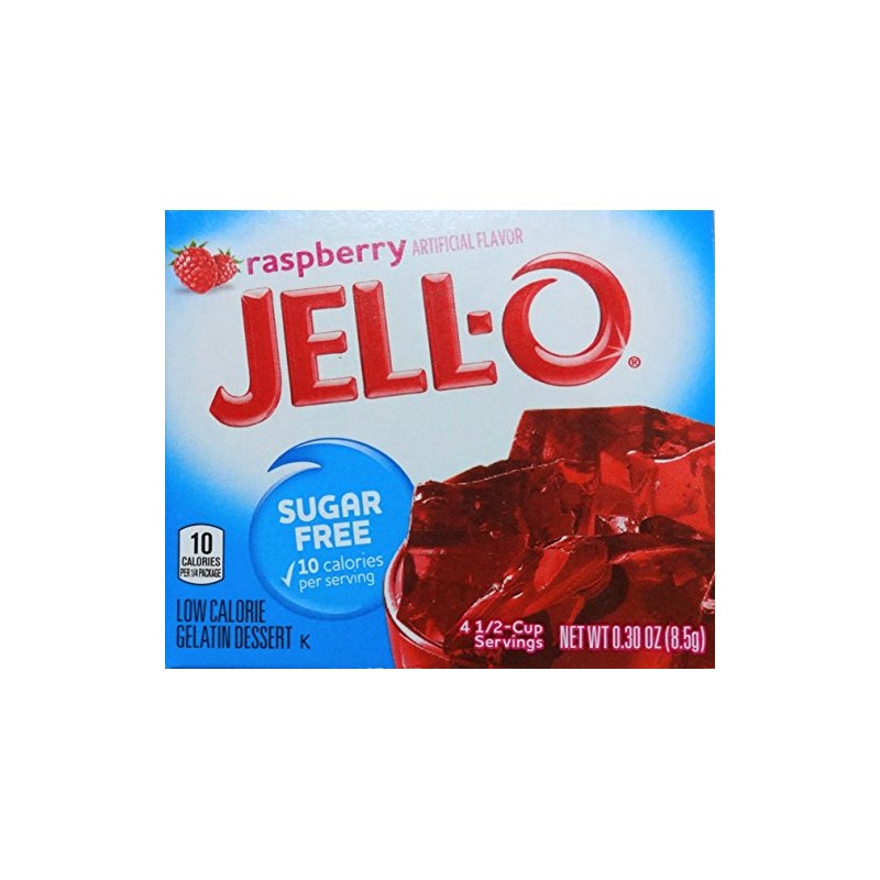 Jell-O Sugar-Free Gelatin Dessert, Raspberry, 0.30 Ounce Box (Pack of