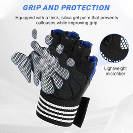 PUPOW Fitness Gloves, Training Gloves for Men and Women, Gym Gloves with Wrist Support and Palm Protection for Strength Training, Weightlifting