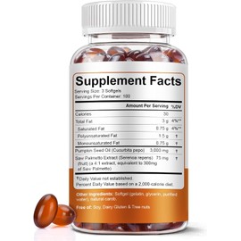 Pumpkin Seed Oil with Saw Palmetto Softgels, 3000mg Per Serving, 300 Softgels | Cold-Pressed with Essential Fatty Acids & Phytosterols | Supports Hair, Urinary, Bladder & Prostate Health | Non-GMO
