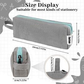 Zloptuoe Pencil Case Pen Pouch, Soft Corduroy Small Pencil Bag, Cute School Supplies Pen Bag Organizer Stationery for Teen Girl Boy Men Women Grey