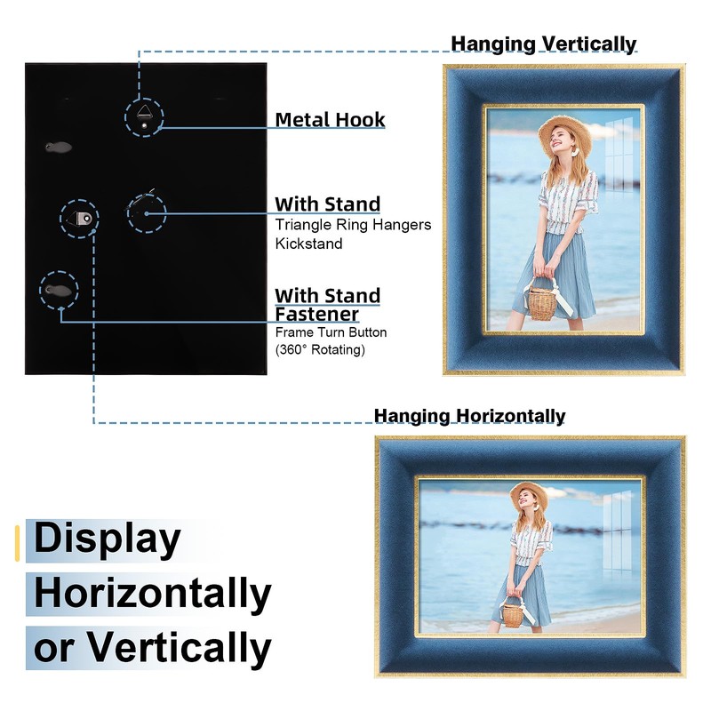 KSROECUD 5x7 Velvet Picture Frame, Navy Blue Photo Frames with