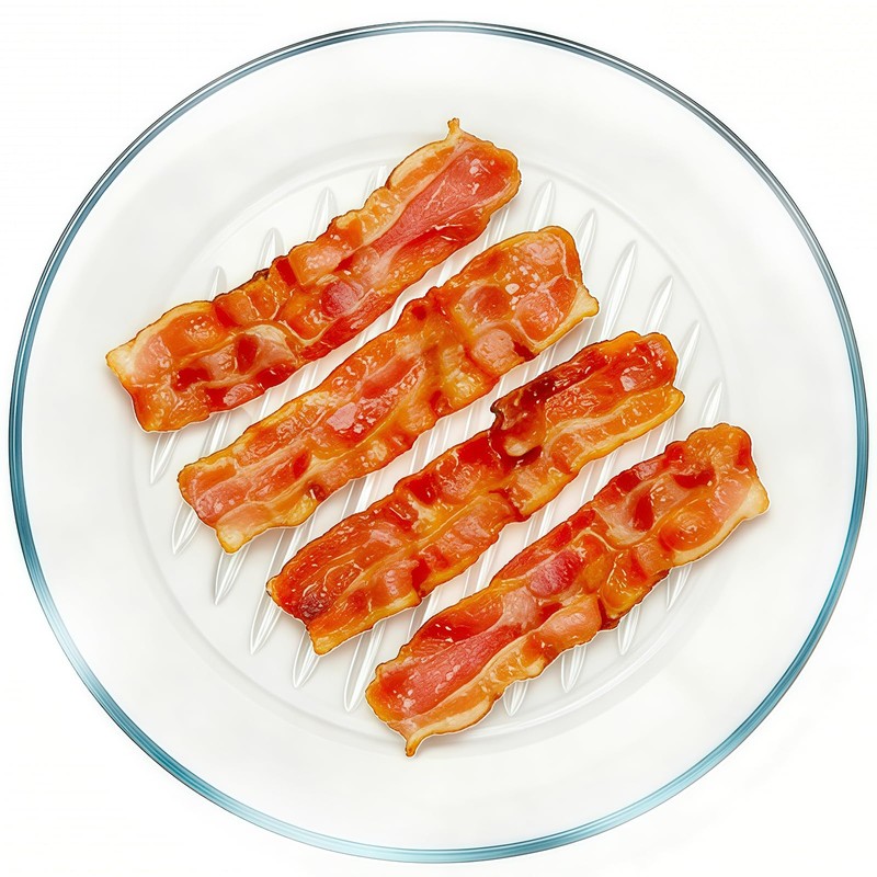 HoPliGhe Round Glass Bacon Tray for Microwave and Oven, 9.84