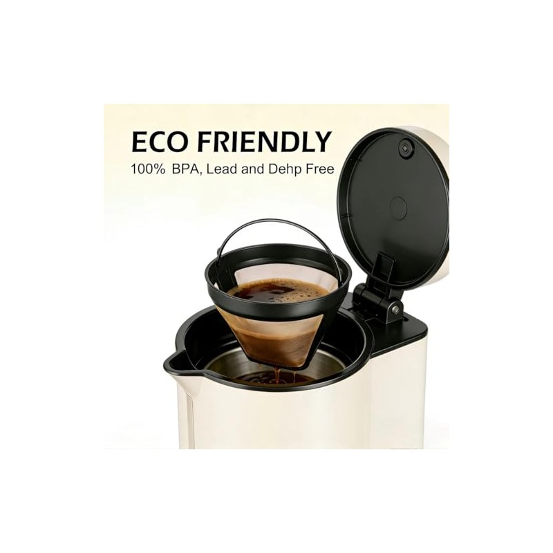 #2 Reusable Coffee Filter, Gold-Tone Permanent Cone Shape Filter Replacement