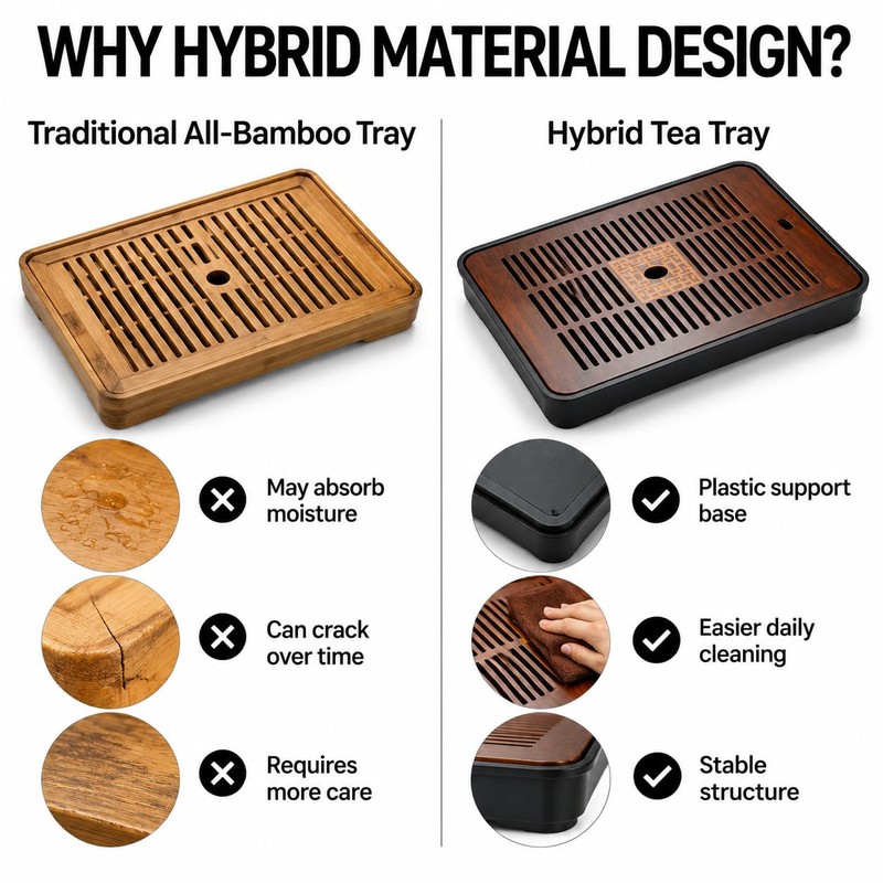 Traditional Chinese Bamboo Tea Tray, Dark Brown, Wooden Tea Table