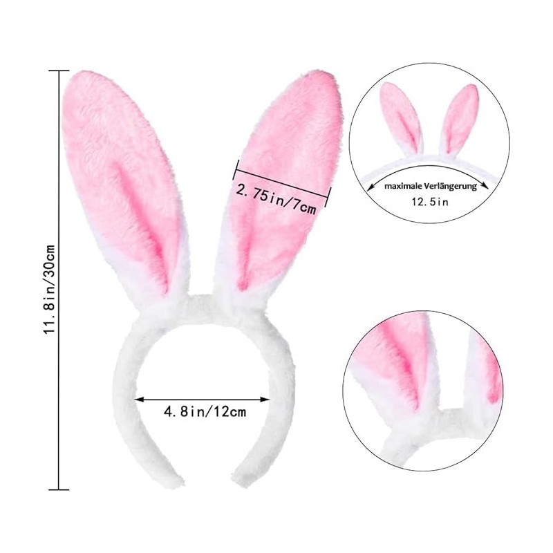 DIYDEC Pack of 6 Easter Bunny Ears, Plush Rabbit Ears,
