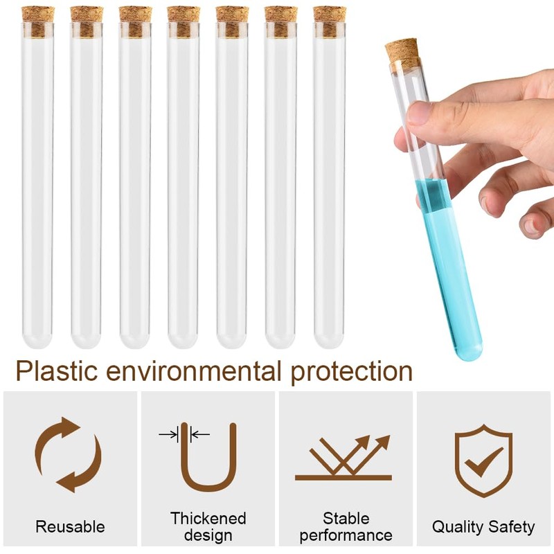 OFFCUP Plastic Test Tubes, 20pcs Test Tubes with Cork Stoppers,