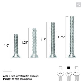 Stoked Ride Shop Stainless Steel Skateboard Hardware Set (Flat Phillips, 1.5")