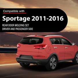 Pair Rear Door Pillar Molding, Fit Kia Sportage 2011-2016, LH Driver & RH Passenger 2PCS, Black, 832703W000, 832803W000, 83270-3W000, 83280-3W000