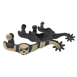 AJ Tack Men's Antique Brown Pirate Skull Spurs