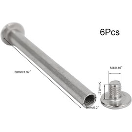 TA-VIGOR 6 Sets Chicago Screws, 50mm Chicago Button Binding Flat Cross Head Leather Rivets Book Binding Screws Posts for Leather Belt Scrapbook Photo Albums